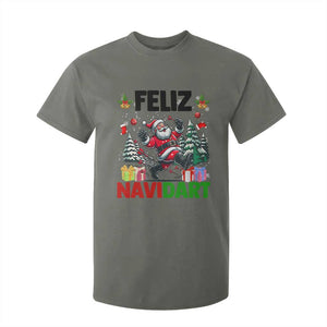 Dartist Feliz Navidart T Shirt For Kid Funny Santa Running From Darts Christmas Gift TS12 Military Green Print Your Wear