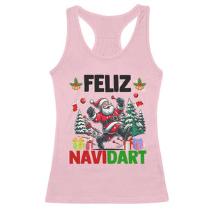 Dartist Feliz Navidart Racerback Tank Top Funny Santa Running From Darts Christmas Gift TS12 Light Pink Print Your Wear