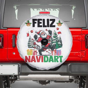 Dartist Feliz Navidart Spare Tire Cover Funny Santa Running From Darts Christmas Gift TS12 White Print Your Wear