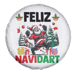 Dartist Feliz Navidart Spare Tire Cover Funny Santa Running From Darts Christmas Gift TS12 Print Your Wear
