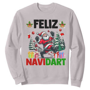 Dartist Feliz Navidart Sweatshirt Funny Santa Running From Darts Christmas Gift TS12 Ice Gray Print Your Wear