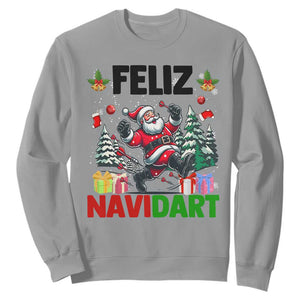 Dartist Feliz Navidart Sweatshirt Funny Santa Running From Darts Christmas Gift TS12 Sport Gray Print Your Wear