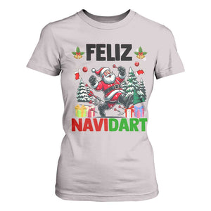 Dartist Feliz Navidart T Shirt For Women Funny Santa Running From Darts Christmas Gift TS12 Ice Gray Print Your Wear