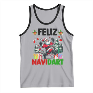 Dartist Feliz Navidart Tank Top Funny Santa Running From Darts Christmas Gift TS12 Athletic Heather Black Print Your Wear