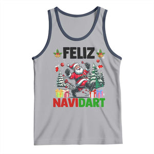 Dartist Feliz Navidart Tank Top Funny Santa Running From Darts Christmas Gift TS12 Athletic Heather Navy Print Your Wear