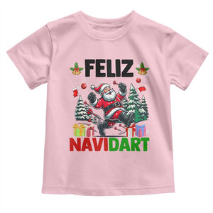 Dartist Feliz Navidart Toddler T Shirt Funny Santa Running From Darts Christmas Gift TS12 Light Pink Print Your Wear