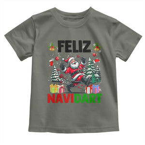 Dartist Feliz Navidart Toddler T Shirt Funny Santa Running From Darts Christmas Gift TS12 Military Green Print Your Wear