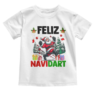 Dartist Feliz Navidart Toddler T Shirt Funny Santa Running From Darts Christmas Gift TS12 White Print Your Wear
