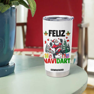 Dartist Feliz Navidart Tumbler Cup Funny Santa Running From Darts Christmas Gift TS12 Print Your Wear