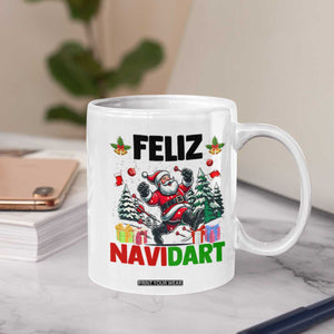 Dartist Feliz Navidart Coffee Mug Funny Santa Running From Darts Christmas Gift TS12 Print Your Wear