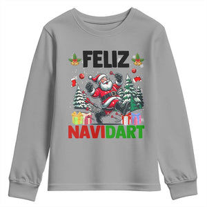 Dartist Feliz Navidart Youth Sweatshirt Funny Santa Running From Darts Christmas Gift TS12 Sport Gray Print Your Wear