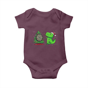 Christmas Dinosaur Dart Player Baby Onesie Funny Dino Lover TS12 Maroon Print Your Wear