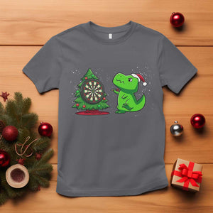 Christmas Dinosaur Dart Player T Shirt Funny Dino Lover TS12 Charcoal Print Your Wear