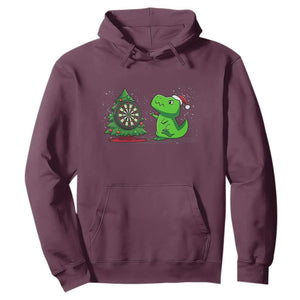 Christmas Dinosaur Dart Player Hoodie Funny Dino Lover TS12 Maroon Print Your Wear