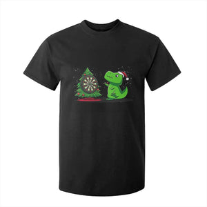 Christmas Dinosaur Dart Player T Shirt For Kid Funny Dino Lover TS12 Black Print Your Wear