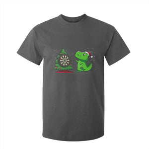 Christmas Dinosaur Dart Player T Shirt For Kid Funny Dino Lover TS12 Dark Heather Print Your Wear