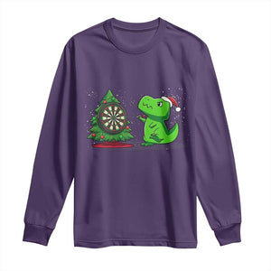 Christmas Dinosaur Dart Player Long Sleeve Shirt Funny Dino Lover TS12 Purple Print Your Wear