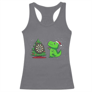 Christmas Dinosaur Dart Player Racerback Tank Top Funny Dino Lover TS12 Charcoal Print Your Wear