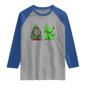 Christmas Dinosaur Dart Player Raglan Shirt Funny Dino Lover TS12 Sport Gray Royal Print Your Wear