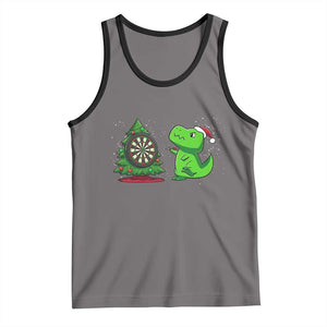 Christmas Dinosaur Dart Player Tank Top Funny Dino Lover TS12 Deep Heather Black Print Your Wear