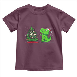 Christmas Dinosaur Dart Player Toddler T Shirt Funny Dino Lover TS12 Maroon Print Your Wear