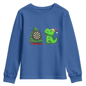 Christmas Dinosaur Dart Player Youth Sweatshirt Funny Dino Lover TS12 Royal Blue Print Your Wear