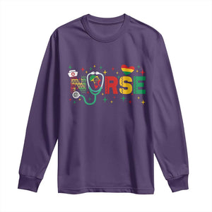 Proud Black Nurse Long Sleeve Shirt Black History Month Gift TS12 Purple Print Your Wear