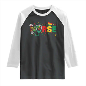 Proud Black Nurse Raglan Shirt Black History Month Gift TS12 Black White Print Your Wear