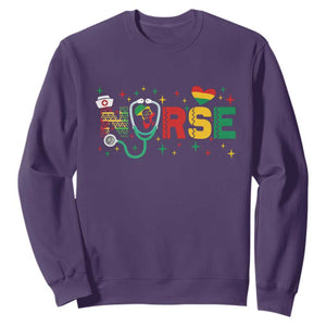 Proud Black Nurse Sweatshirt Black History Month Gift TS12 Purple Print Your Wear