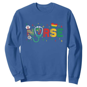 Proud Black Nurse Sweatshirt Black History Month Gift TS12 Royal Blue Print Your Wear