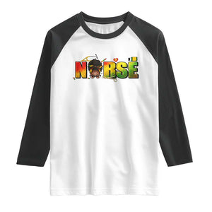 Proud Black Nurse Raglan Shirt Black History Month Healthcare Gift TS12 White Black Print Your Wear