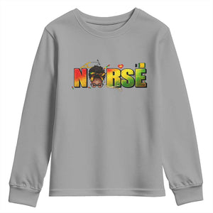 Proud Black Nurse Youth Sweatshirt Black History Month Healthcare Gift TS12 Sport Gray Print Your Wear