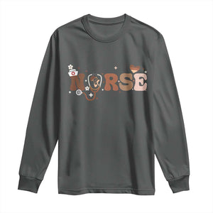 Strong Black Nurse Long Sleeve Shirt African American Healthcare Hero Gift TS12 Dark Heather Print Your Wear