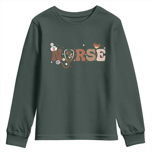 Strong Black Nurse Youth Sweatshirt African American Healthcare Hero Gift TS12 Dark Forest Green Print Your Wear