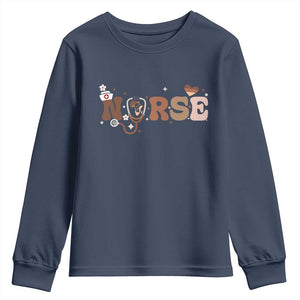 Strong Black Nurse Youth Sweatshirt African American Healthcare Hero Gift TS12 Navy Print Your Wear
