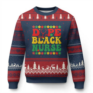 Melanin Queen Nursing Black History Month Gift Ugly Christmas Sweater Dope Black Nurse TS12 Navy Red Print Your Wear
