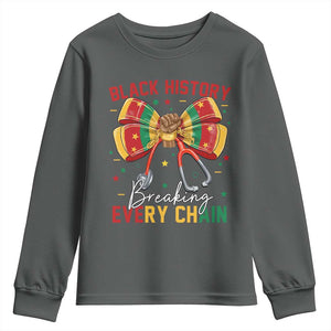 Black History Breaking Every Chain Youth Sweatshirt Gift For Black Nurse TS12 Dark Heather Print Your Wear