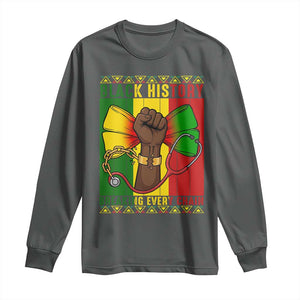 Breaking Every Chain Long Sleeve Shirt Black History Medical Professional Gift TS12 Dark Heather Print Your Wear