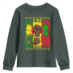 Breaking Every Chain Youth Sweatshirt Black History Medical Professional Gift TS12 Dark Forest Green Print Your Wear