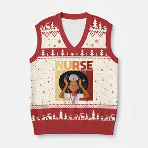 Strong Black Nurse V-Neck Knit Sweater Vest Black History Medical Professional Gift TS12 Beige Red Print Your Wear