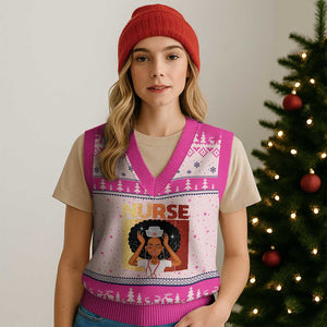Strong Black Nurse V-Neck Knit Sweater Vest Black History Medical Professional Gift TS12 Hot Pink Print Your Wear
