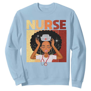 Strong Black Nurse Sweatshirt Black History Medical Professional Gift TS12 Light Blue Print Your Wear