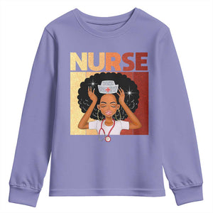 Strong Black Nurse Youth Sweatshirt Black History Medical Professional Gift TS12 Violet Print Your Wear