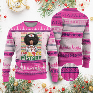 I Am Black History Ugly Christmas Sweater Black History Month Nurse Gift TS12 Hot Pink Print Your Wear