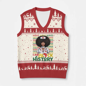 I Am Black History V-Neck Knit Sweater Vest Black History Month Nurse Gift TS12 Beige Red Print Your Wear