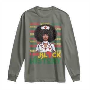 I Am Black History Long Sleeve Shirt Black History Month Nurse Gift TS12 Military Green Print Your Wear