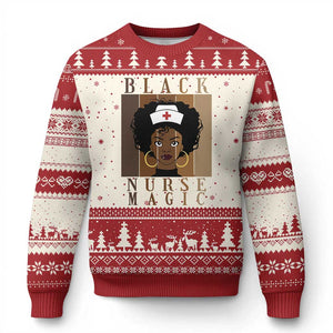 Black Nurse Magic Ugly Christmas Sweater Black History Month Nurse Gift TS12 Beige Red Print Your Wear
