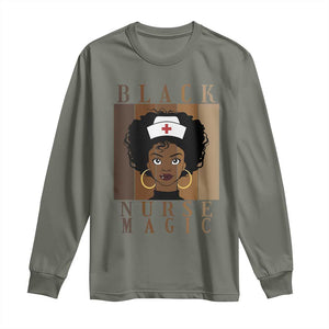 Black Nurse Magic Long Sleeve Shirt Black History Month Nurse Gift TS12 Military Green Print Your Wear