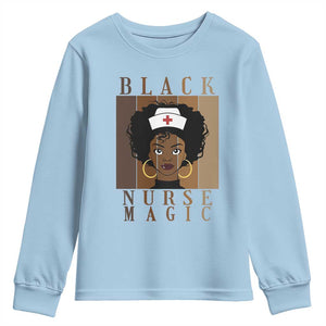 Black Nurse Magic Youth Sweatshirt Black History Month Nurse Gift TS12 Light Blue Print Your Wear