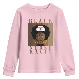 Black Nurse Magic Youth Sweatshirt Black History Month Nurse Gift TS12 Light Pink Print Your Wear